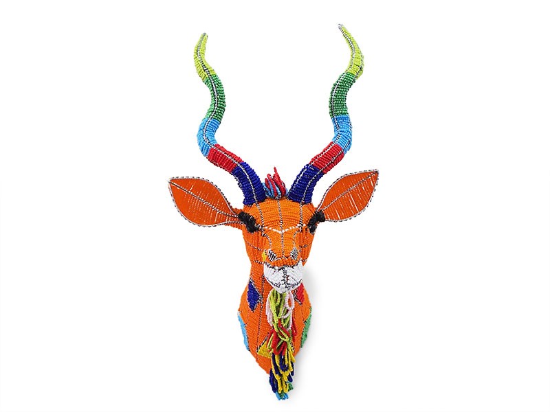 Mini Colourful Beaded Kudu Head -